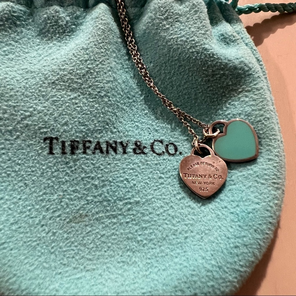 Authentic Return to Tiffany’s silver double heart necklace